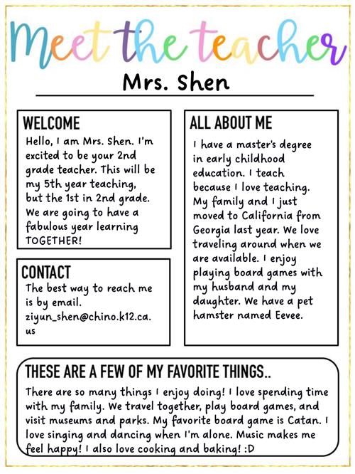 Meet the Teacher: Mrs. Shen